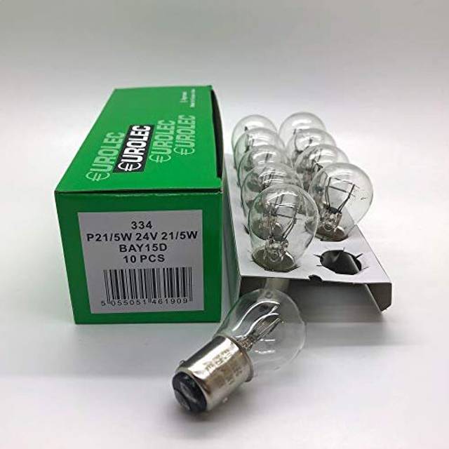 10 x Eurolec 334 P215W Brake Stop Tail Light Bulb 24v 215w BAY15D