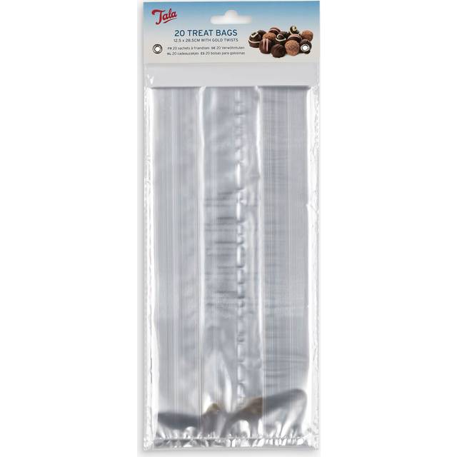 Tala Treat Bags with Gold Twist Ties, Pack of 20, Clear