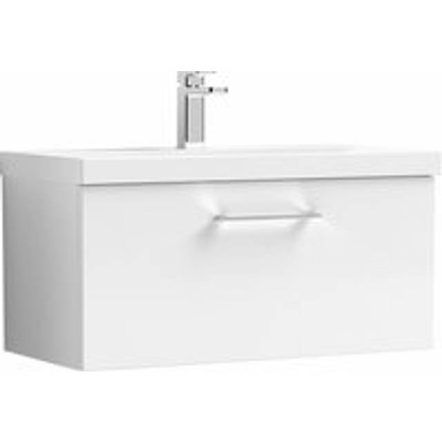 Nuie Arno Gloss White 800mm Wall Hung 1-Drawer Vanity &amp; Basin 1