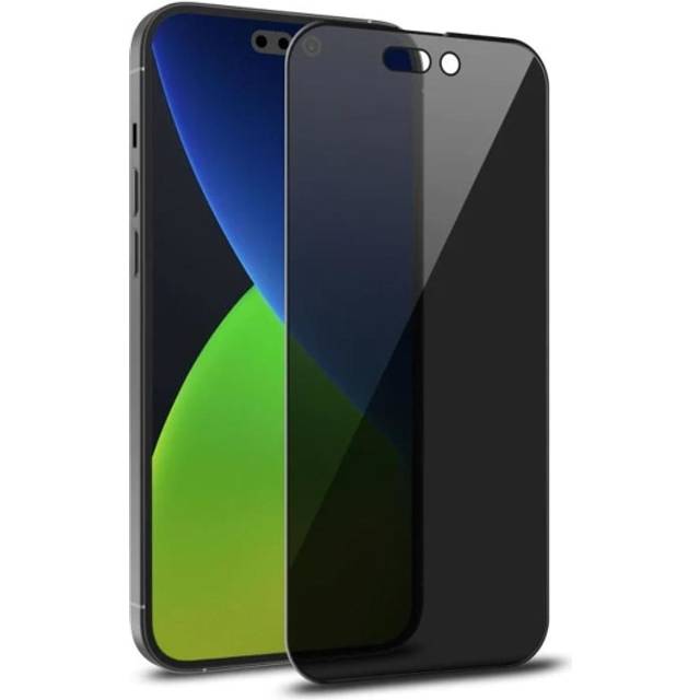 iPhone 14 Pro Max Privacy Skärmskydd - 3D Härdat Glas (miljö)