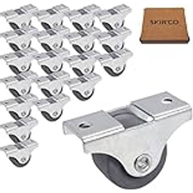 SKIR'CO (Förpackning med 20 st) små 25 mm möbelhjul, gummihjul, fasta hjul, icke-vridbara, envägsriktning (20)