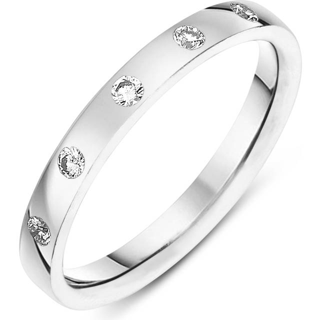 Platinum Diamond Flat Wedding Ring - R