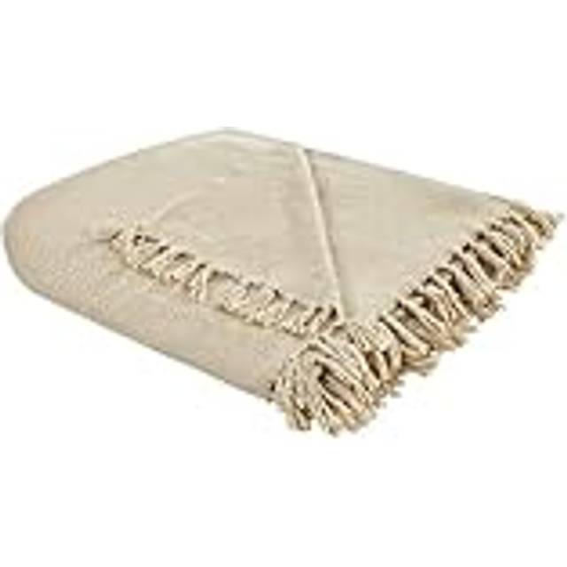 Beliani - Modern Blanket Hand Woven Throw with Tassels Sofa Bed 220 x 240 cm Beige Chaohani