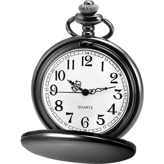 Classic Smooth Vintage Arabic Numerals Scale Quartz Pocket Watch for Men Women with Christmas Chain