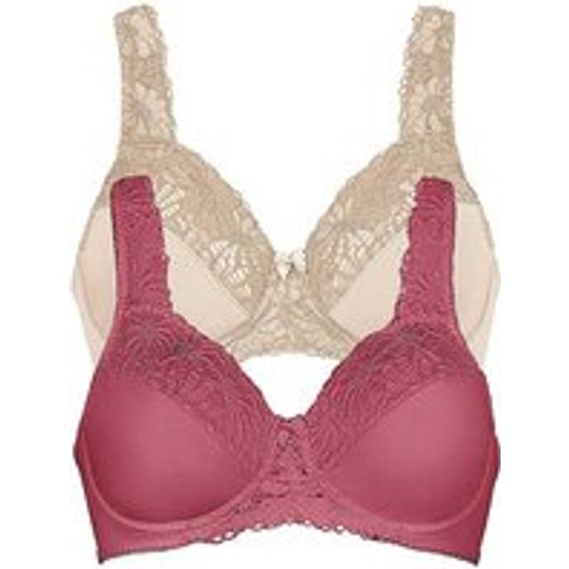 bonprix Pack of 2 Underwired Minimiser Bras - Olive