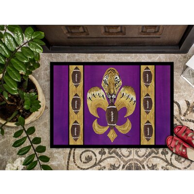 """""Caroline's Treasures Tiger Football Fleur De Lis Indoor or Outdoor Doormat  24"""""""" x 36""""""""  Multicolor"""""