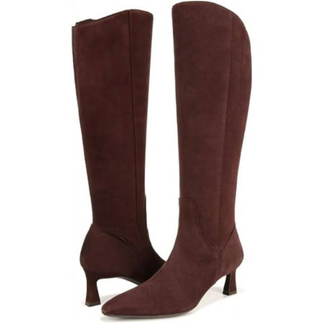 Naturalizer Deesha Wide Calf Knee High Boots, Mahogany Brown Suede Leather, 7.5M Zip Closure