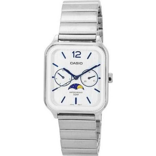 Casio Standard Analog Moon Phase Silver Dial Quartz MTP-M305D-7A Men&#39;s Watch