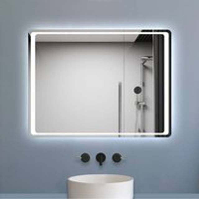 Aica Sanitaire - 800x600mm led Bathroom Mirror with Lights Sensor Switch Illuminated Bathroom Mirror with Demister Pad for Makeup Cosmetic Shaving