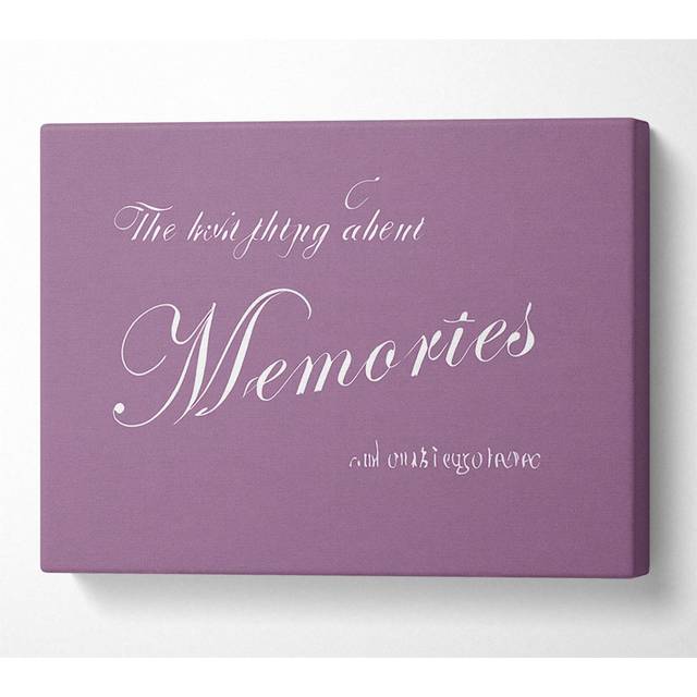 Family Quote The Best Thing About Memories Dusty Pink - Wrapped Canvas Art Prints - Multicolour (81cm H x 121.9cm W x 10cm D)