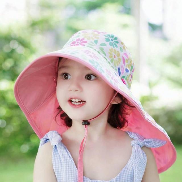 1 st Ny vår/sommar tecknad bucket-hatt för småbarnspojkar, solskyddande nackskydd för barn, justerbar rem, utomhussport, visselpipa, strandhatt med st - Rosa (2-6Y,6-10Y,3-8Y)