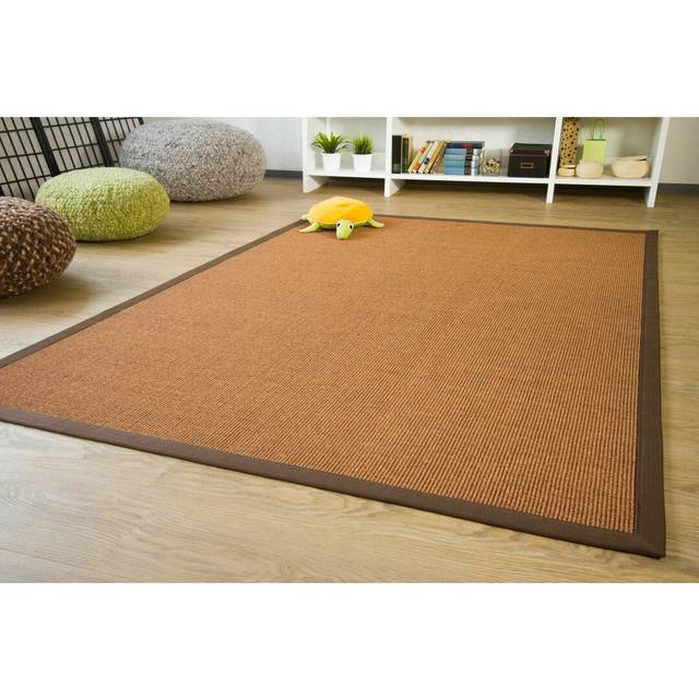 Sisal Rug Brentford - flat woven Brown / border dark Brown (Rectangle 165 x 235cm)