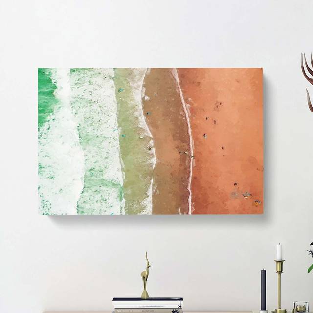 Newquay Beach in Cornwall - Wrapped Canvas Painting Print (50cm H x 76cm W x 3cm D)