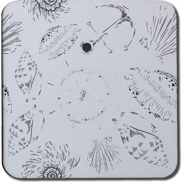 Drawn Nautical Elements Coaster - Grey (1cm X 9.3cm W X 9.3cm D)