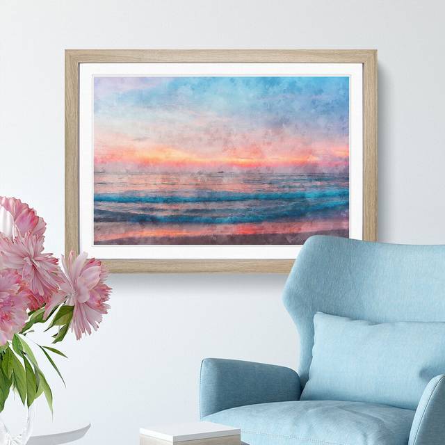 Sundown in Sri Lanka - Picture Frame Graphic Art Print - Oak Framed (24cm H x 33cm W x 2cm D)