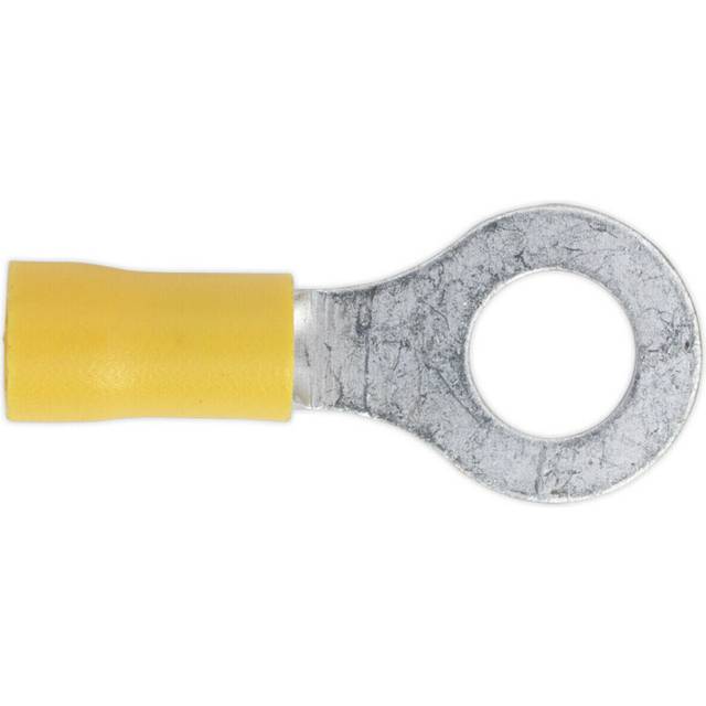 100 PACK Easy-Entry Ring Terminal - 8.4mm Dia - 12 to 10 AWG Cable - Yellow