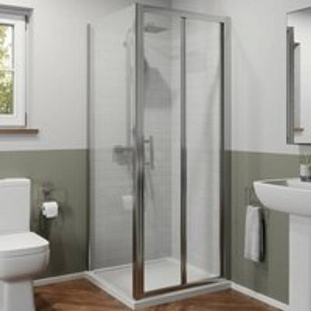 800 x 800mm Bi Fold Shower Door Enclosure Side Panel Framed 6mm Glass Tray Waste