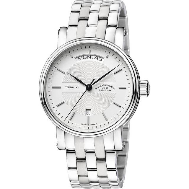 Mühle-Glashütte Herrenuhr Teutonia II Tag/Datum M1-33-65 MB - silber