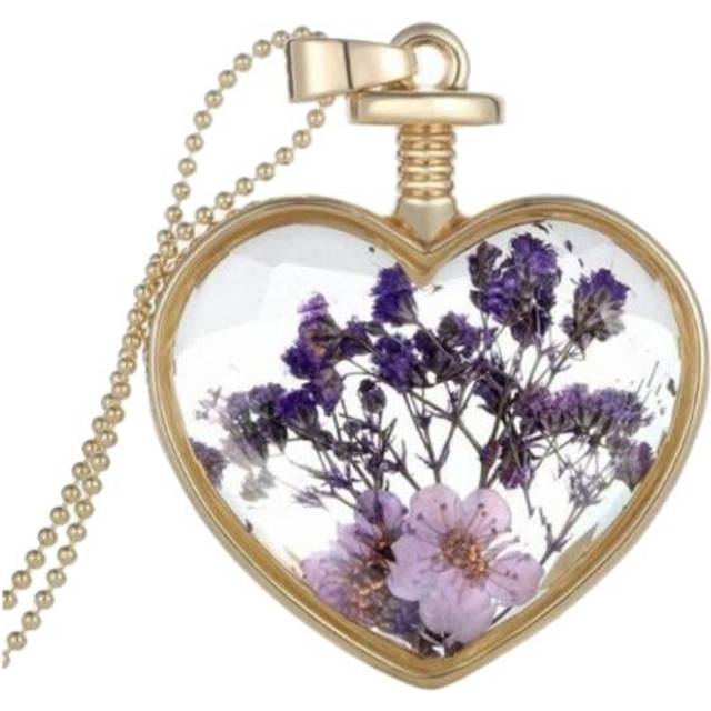 Veile Studios Luxury Heart Glass Bottle Dried Flower Pendant Necklace Necklaces & Pendants