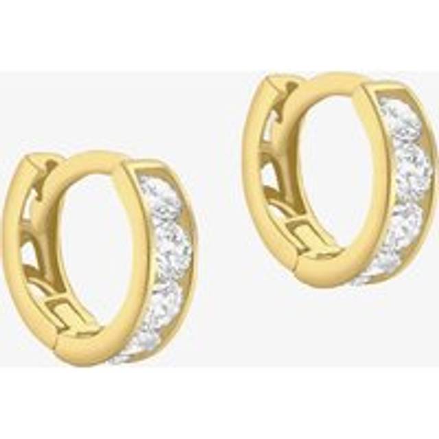 9ct Yellow Gold 9mm Crystal Huggie Hoop Earrings 1.58.9199