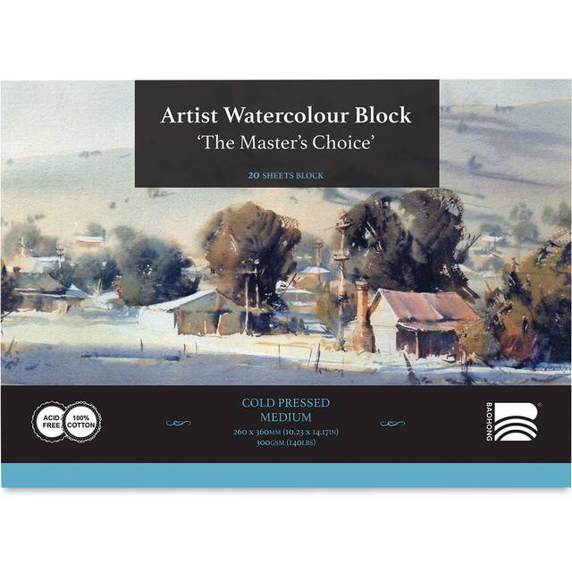 Baohong : Masters' : Pure Cotton Watercolour Paper Block : Jan Min : 300gsm : 20 Sheets : 26x36cm : Cold Pressed