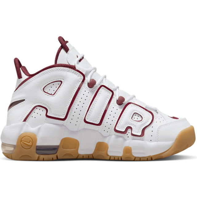 Nike White & Burgundy Air More Uptempo Youth Trainers - White/Burgundy