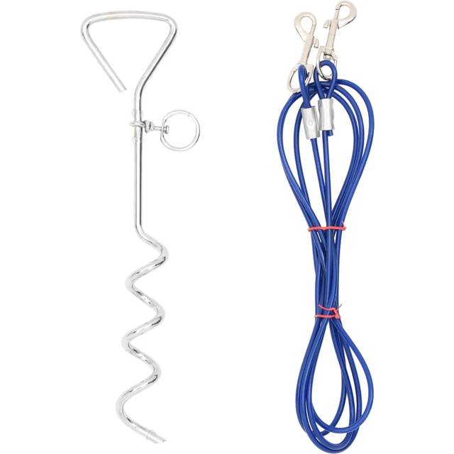 vidaXL Dog Tie Out Cable with Ground Stake 3 m - Blue