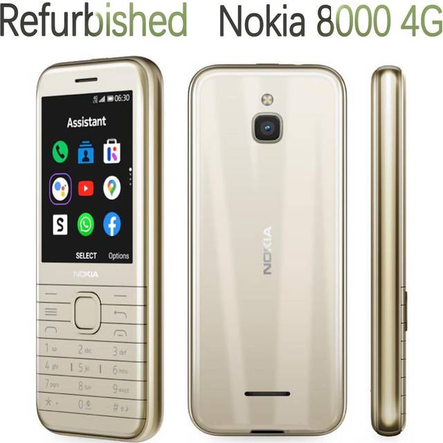 (1 Battery 1 Charger, Gold) Nokia 8000 4g (2021) Lte Mobile Phone Original