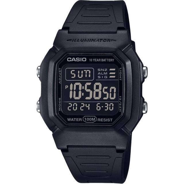 Casio Digital Black Dual Time Resin Strap Quartz W-800H-1BV 100M Men&#39;s Watch