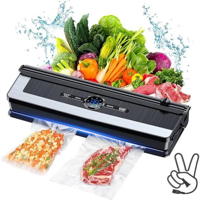 135W Vacuum Sealer Machine for Food Household Vacuum Food Sealing Use With LED display send 5pcs vacuum bag EU + 5 grain pockets black