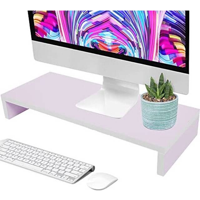Trämonitorstativ, 1 Tier Modern trämonitor Riser Stand PC-skärm TV Anteckningsbokshylla 50 x 20 x 7,7 cm (vit)
