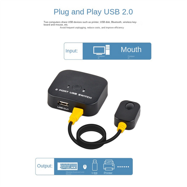 USB KVMswitcher Adapter Switcher KVM Switch Printer Sharer for Computer Keyboard Mouse Controller