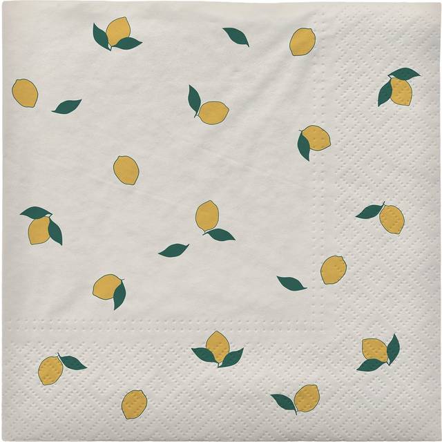 Broste Copenhagen Lemon napkin 33x33 cm 20-pack Off-white yellow