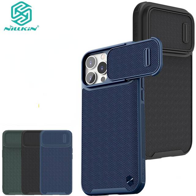 NILLKIN Textured S Fodral För iPhone 14 Pro Telefonfodral Semi-Auto Camera Slider Halkfritt Stötsäkert bakstycke iPhone 14 Pro svart