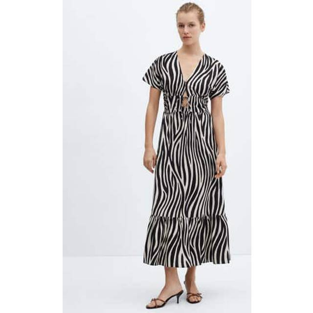 Mango Coloma Zebra Print Maxi dress - Black Multi - 22