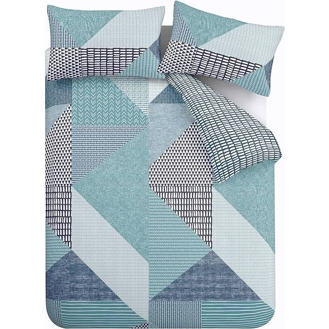 Larsson Geo Duvet Cover Set - Teal (Single - 1 Standard Pillowcase)