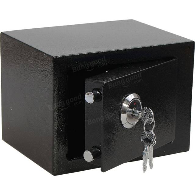 Iron Steel Black Key Operated Safe Box Money Cash Strong Steel for Home Office