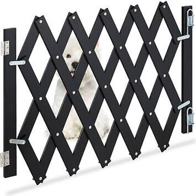 Safety Gate, Barrier, Extendable up to 108.5 cm, 47.5-60cm high, Bamboo, Stair & Door, Dog & Baby Guard, Black, 90% 10% iron