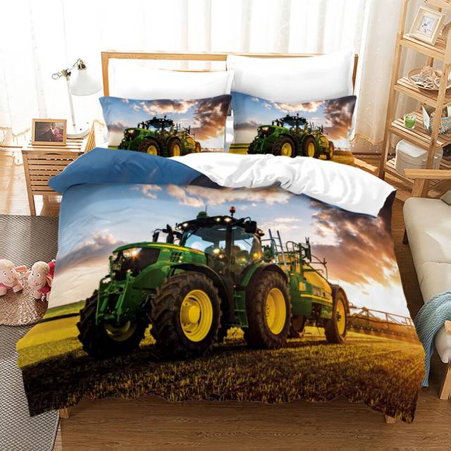 (Style 08, Single(135X200CM/2PCS)) Tractor Series Bedding Single Double Duvet Cover