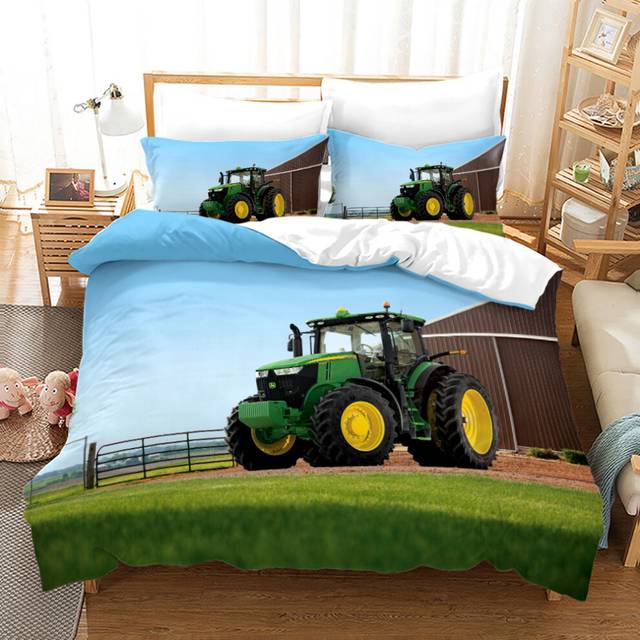 (Style 09, King(220X240CM/3PCS)) Tractor Series Bedding Single Double Duvet Cover