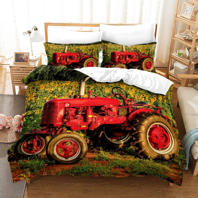 (Style 03, Double(200X200CM/3PCS)) Tractor Series Bedding Single Double Duvet Cover