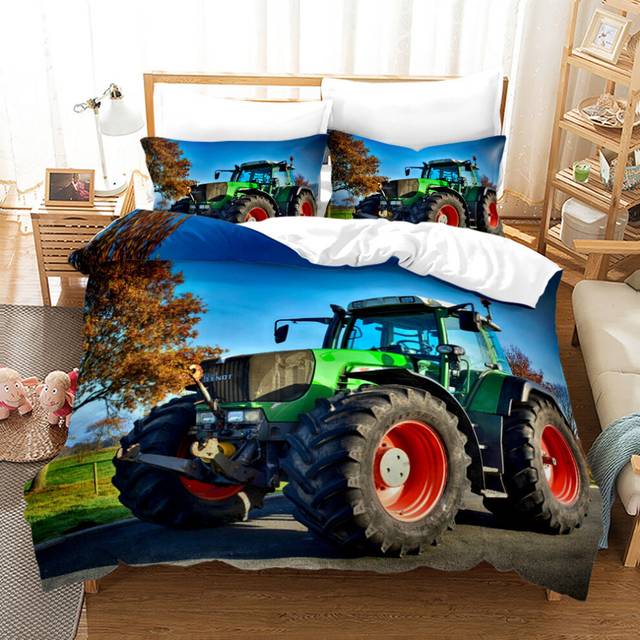 (Style 14, Single(135X200CM/2PCS)) Tractor Series Bedding Single Double Duvet Cover
