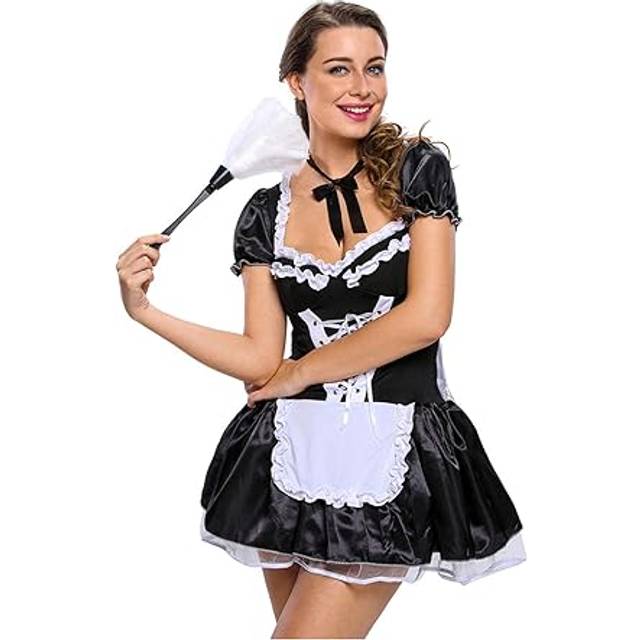 Escante Underwired Sexy French Maid Outfit - Small - Black