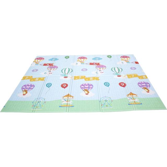 Teamson Kids - Fantasy Fields Large Baby Crawling Mat Play Mat Soft Foam Reversible Portable Crawl Mat Hot Air Balloon Themed PS-PM002