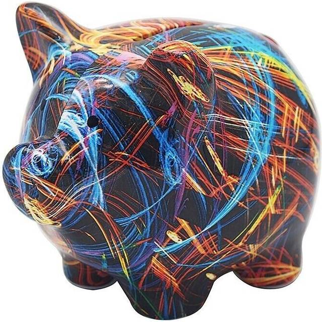 Supernova Money Savings Pig Piggy Bank Ornament Figurine Animal Graffiti Decor