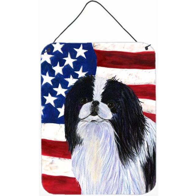 12 x 16 in. USA American Flag With Japanese Chin Aluminum Metal Wall & Door Hanging Prints