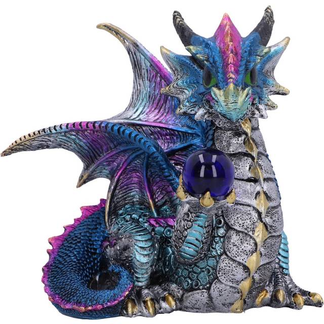 Nemesis Now Ornament Dragon Fantasy Resin Figurine Blue Orb Hoard 12cm