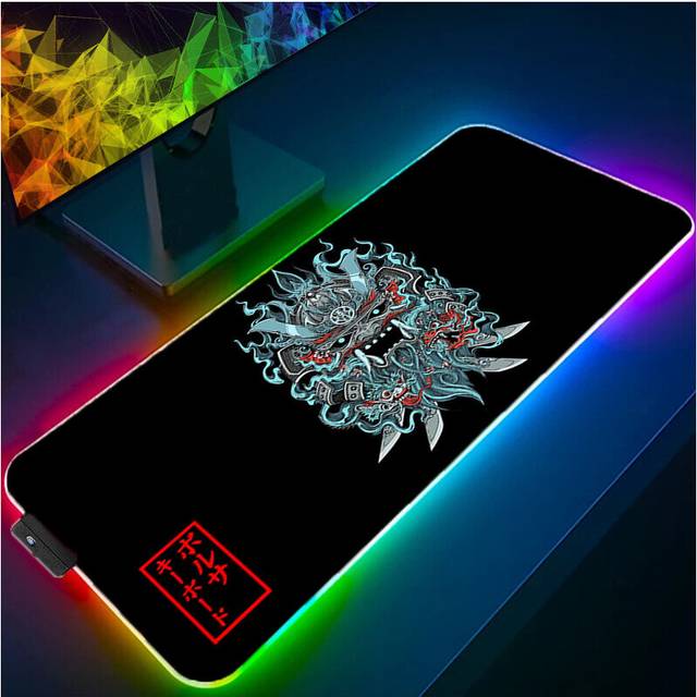 (a-designs (9) Small 350x250x3mm) RGB Mouse Pad LED Gaming Japanese Theme Designs Computer Desk Accessories Rug Keyboard Mat Anti-skid Luminous Mousep