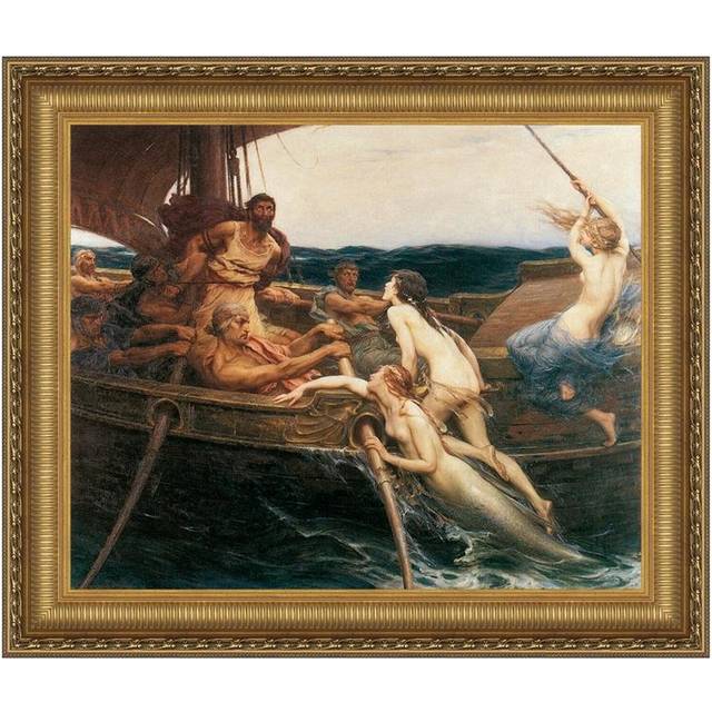 Ulysses And The Sirens Framed Canvas Replica Painting: Large