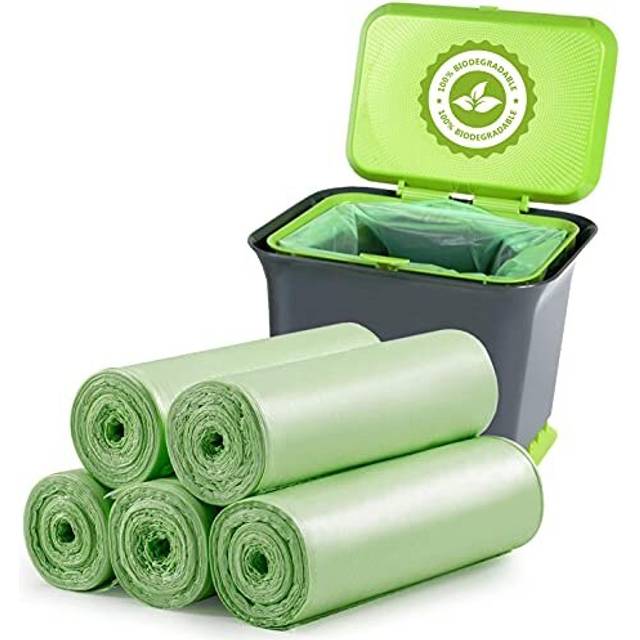 Biodegradable Bin Liners 100 Counts, 20L Small Food Waste Bag Recycle 4-6 Gallon Garbage Bag, Thick Degradable Rubbish Bag Compostable For